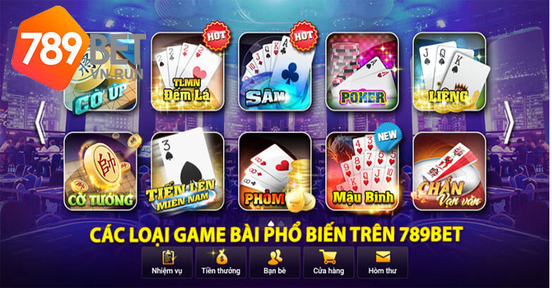 Các loại game bài phổ biến trên 789bet